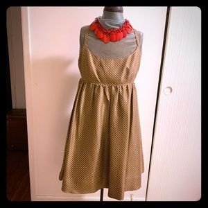 J.Crew tan/white polka dot dress